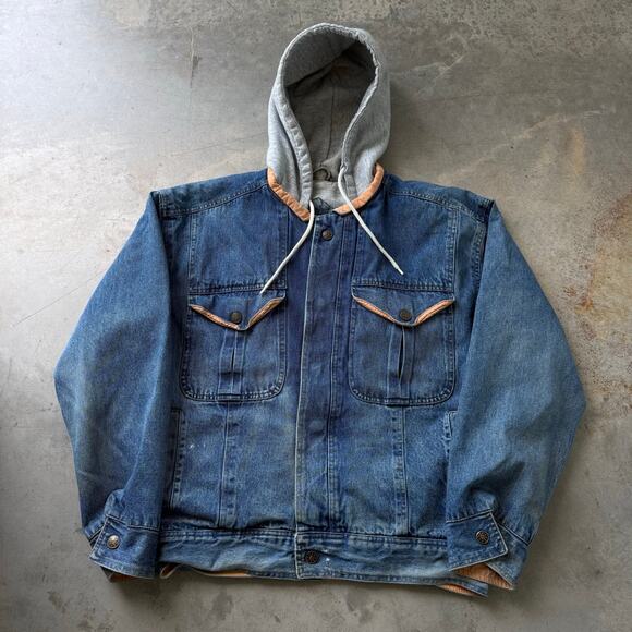 Canyon River Blues Other - Vintage 90’s Canyon River Blues Hooded Sweatshirt Lined Denim Jacket Size Medium